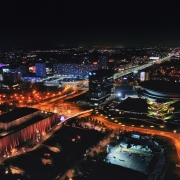 Katowice z lotu ptaka nocą
